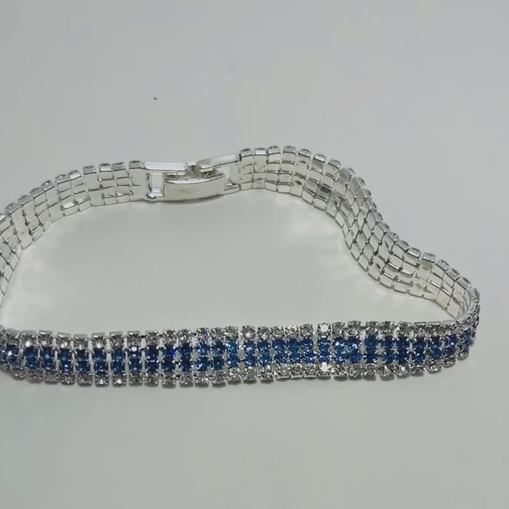 Sparkling Tennis Bracelet Blue Color Video